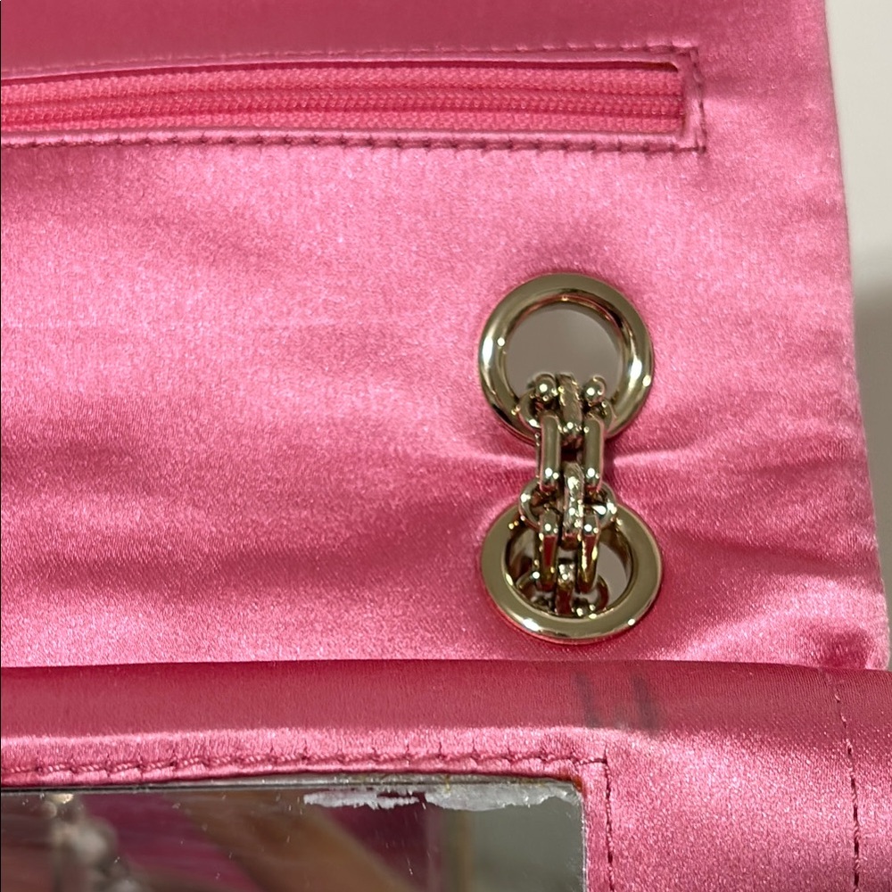 Chanel Authentic Pink Satin Silk Croc Embossed 2.55 Mini Double Flap Bag - Picture 7 of 16